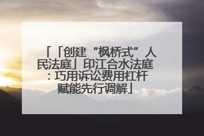 「创建“枫桥式”人民法庭」印江合水法庭：巧用诉讼费用杠杆 赋能先行调解
