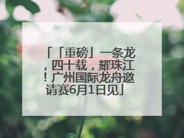 「重磅」一条龙，四十载，耀珠江！广州国际龙舟邀请赛6月1日见