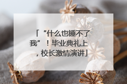 “什么也锤不了我”！毕业典礼上，校长激情演讲