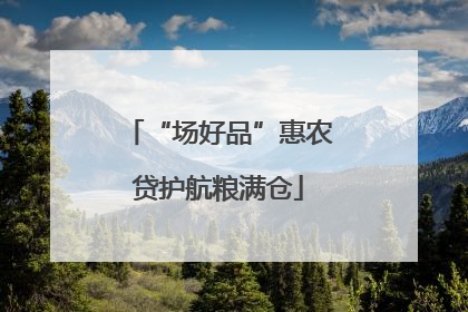 “场好品”惠农贷护航粮满仓