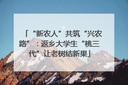“新农人”共筑“兴农路”：返乡大学生“桃三代”让老树结新果