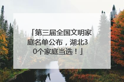 第三届全国文明家庭名单公布，湖北30个家庭当选！