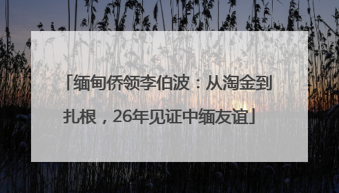 缅甸侨领李伯波：从淘金到扎根，26年见证中缅友谊