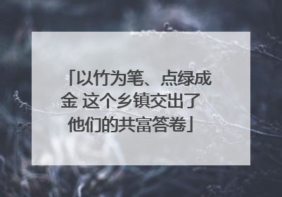 以竹为笔、点绿成金 这个乡镇交出了他们的共富答卷