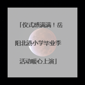 仪式感满满！岳阳北港小学毕业季活动暖心上演