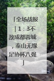 全场战报｜1：3不敌成都蓉城，泰山无缘足协杯八强