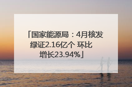 国家能源局：4月核发绿证2.16亿个 环比增长23.94%