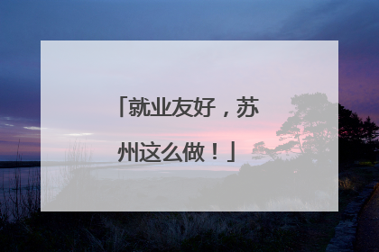 就业友好，苏州这么做！