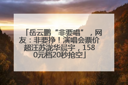 岳云鹏“非要唱”，网友：非要挣！演唱会票价超汪苏泷华晨宇，1580元档20秒抢空