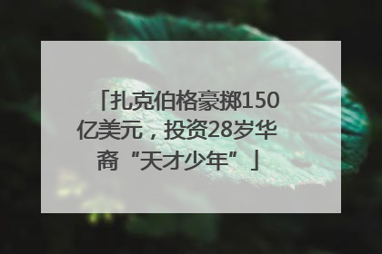 扎克伯格豪掷150亿美元，投资28岁华裔“天才少年”