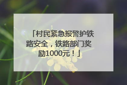 村民紧急报警护铁路安全，铁路部门奖励1000元！