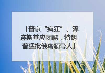 普京“疯狂”、泽连斯基应闭嘴，特朗普猛批俄乌领导人