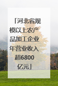 河北省规模以上农产品加工企业年营业收入超6800亿元