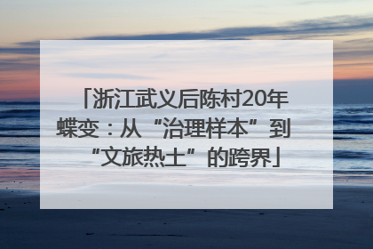 浙江武义后陈村20年蝶变：从“治理样本”到“文旅热土”的跨界