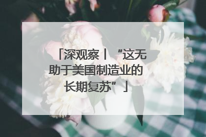 深观察丨“这无助于美国制造业的长期复苏”