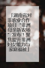 湖南省对非农业合作项目“非洲母亲新农场”发布！聚焦提升非洲妇女能力与家庭福祉