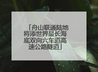 舟山联通陆地将添世界最长海底双向六车道高速公路隧道