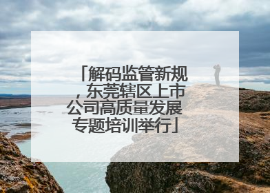 解码监管新规，东莞辖区上市公司高质量发展专题培训举行