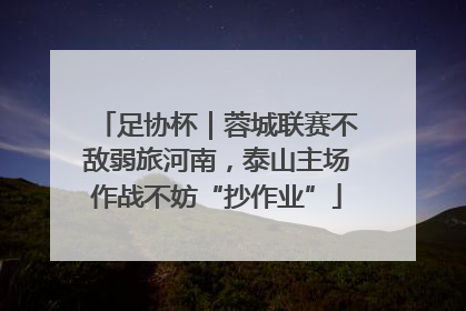 足协杯｜蓉城联赛不敌弱旅河南，泰山主场作战不妨“抄作业”