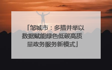 邹城市：多措并举以数据赋能绿色低碳高质量政务服务新模式