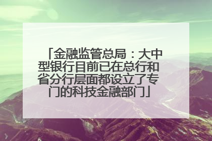 金融监管总局：大中型银行目前已在总行和省分行层面都设立了专门的科技金融部门