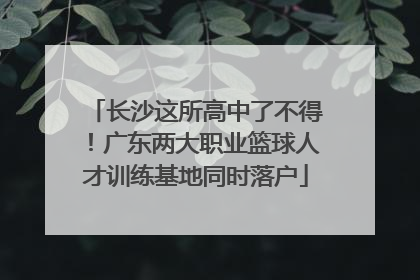 长沙这所高中了不得！广东两大职业篮球人才训练基地同时落户
