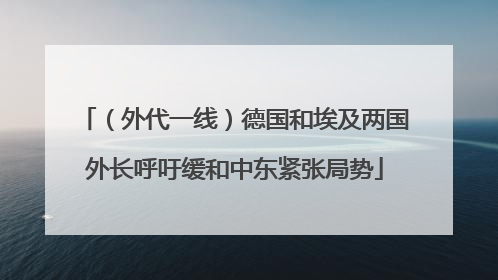 （外代一线）德国和埃及两国外长呼吁缓和中东紧张局势