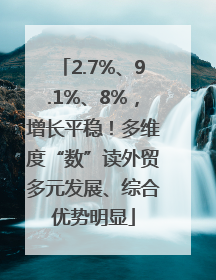 2.7%、9.1%、8%，增长平稳！多维度“数”读外贸多元发展、综合优势明显