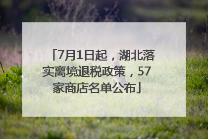 7月1日起，湖北落实离境退税政策，57家商店名单公布